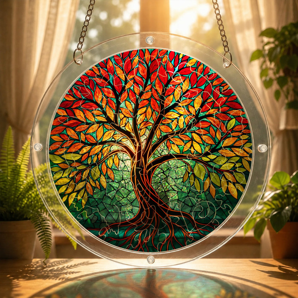 Tree of life acrylic puzzle suncatcher size chart