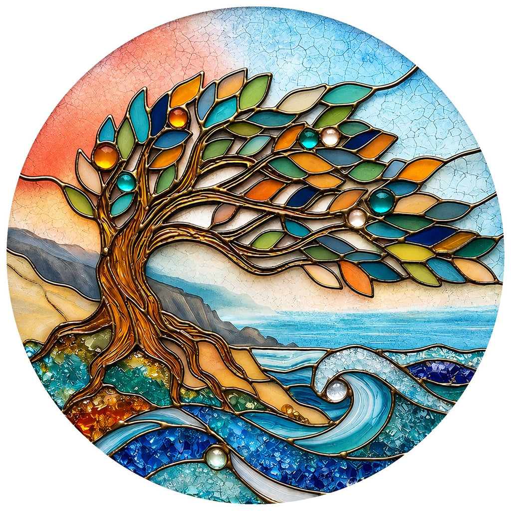 Tree of life stained glass suncatcher design