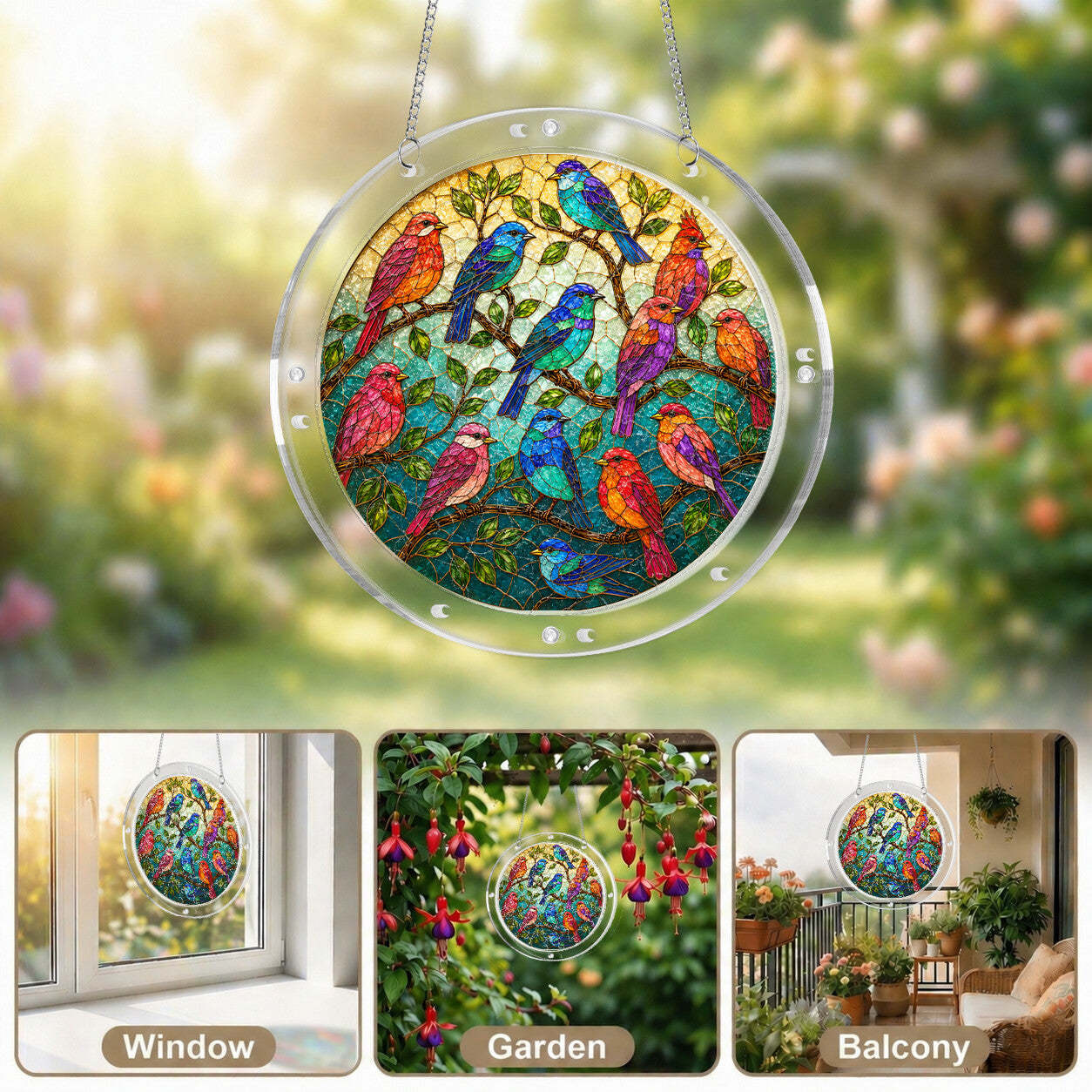 Garden Songbird Acrylic Puzzle Suncatcher