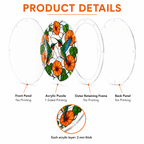 Layered acrylic design for two hummingbirds orange flower puzzle suncatcher showing front panel, printed puzzle layer, outer frame, and back panel