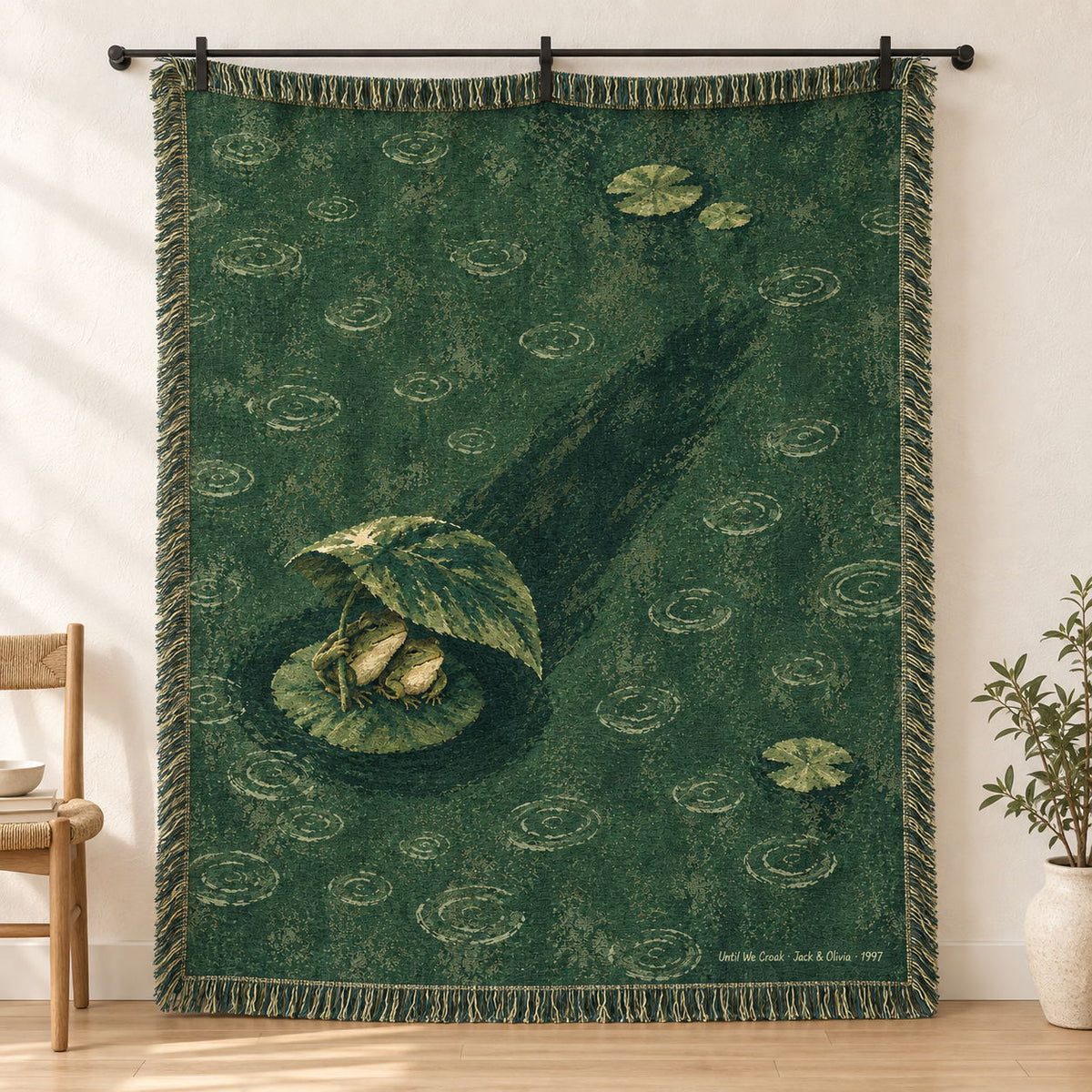 Until We Croak Frog Couple Woven Blanket