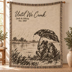 Until We Croak Frog Couple Woven Blanket