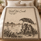 Until We Croak Frog Couple Woven Blanket