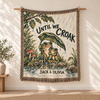 Until We Croak Frog Couple Woven Blanket