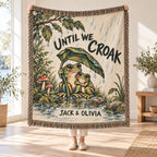 Until We Croak Frog Couple Woven Blanket
