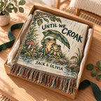 Until We Croak Frog Couple Woven Blanket