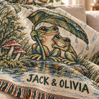 Until We Croak Frog Couple Woven Blanket