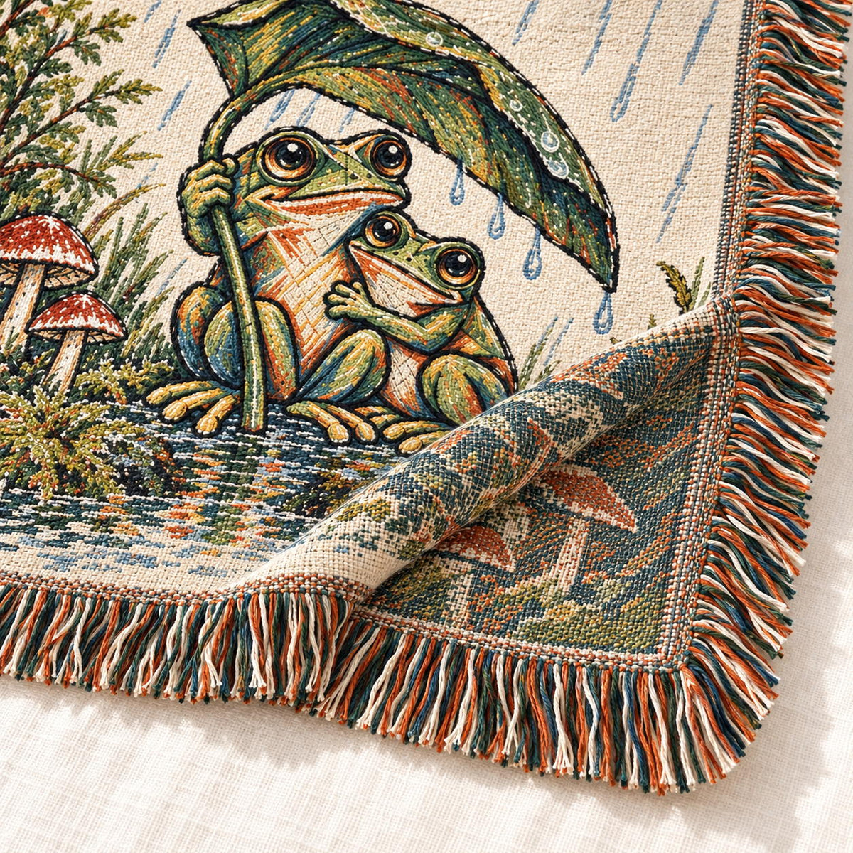 Until We Croak Frog Couple Woven Blanket