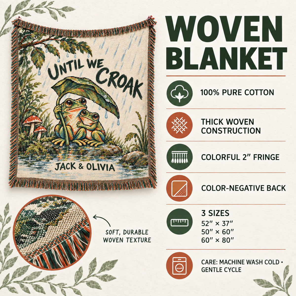 Until We Croak Frog Couple Woven Blanket