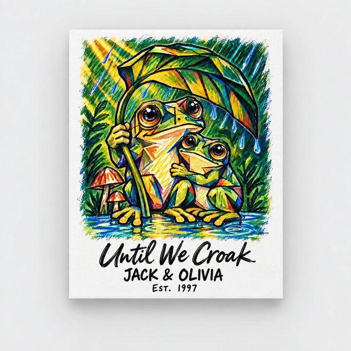 Personalized Until We Croak Frog Couple Canvas Wall Art