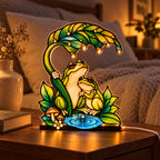 Until We Croak Frog Couple Leaf Umbrella Acrylic Night Light