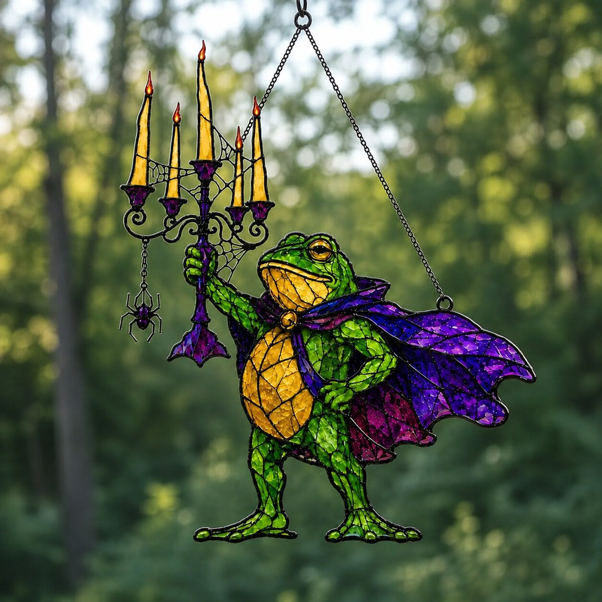 Vampire Frog with Candelabra Holographic Acrylic Suncatcher