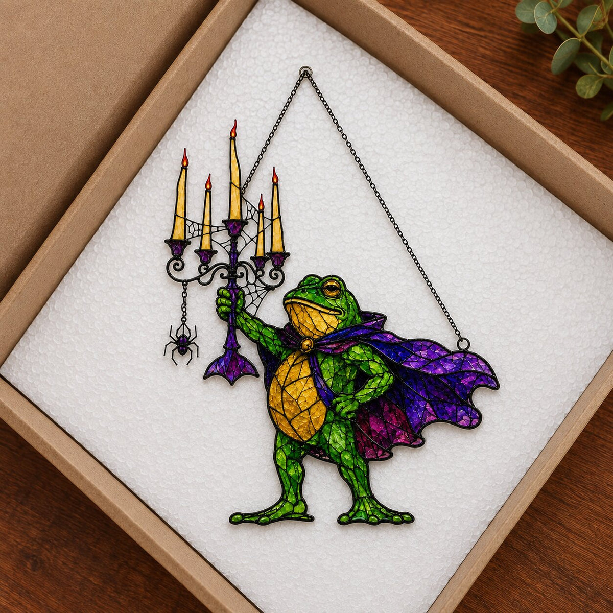 Vampire Frog with Candelabra Holographic Acrylic Suncatcher