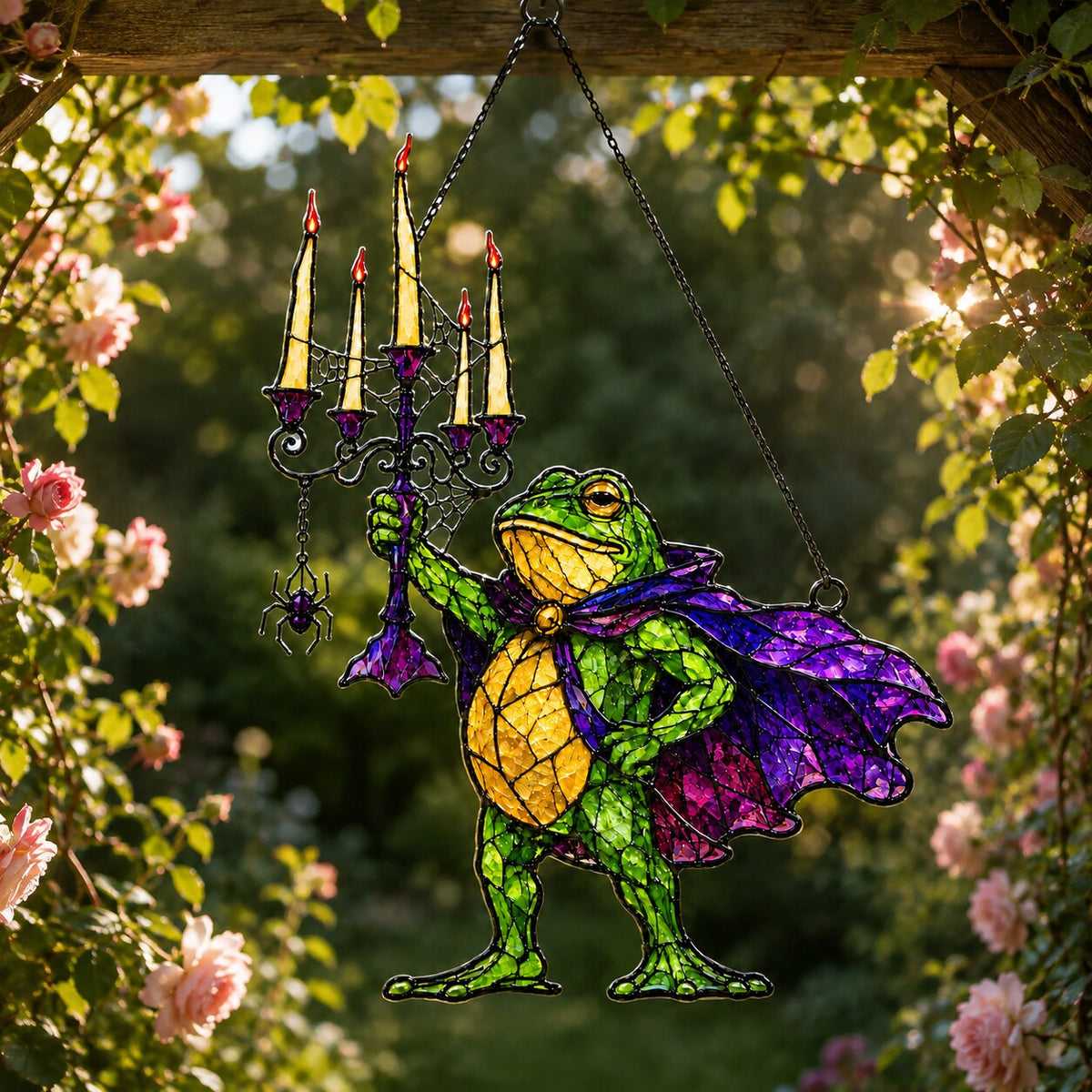 Vampire Frog with Candelabra Holographic Acrylic Suncatcher