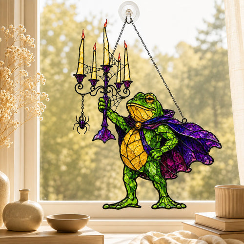 Vampire Frog with Candelabra Holographic Acrylic Suncatcher