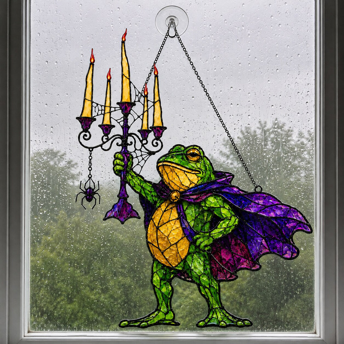 Vampire Frog with Candelabra Holographic Acrylic Suncatcher