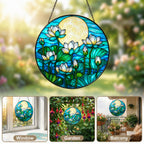 White lotus suncatcher shown as window, garden, and balcony decor