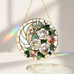 White rose stained glass suncatcher detail
