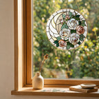 White rose stained glass suncatcher
