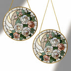 White rose stained glass suncatcher