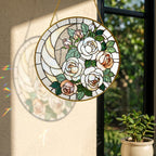 White rose stained glass suncatcher