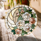 White rose stained glass suncatcher