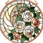 White rose stained glass suncatcher design