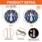Product detail image showing the layered acrylic structure and assembly view of the Wisteria Duet Hummingbird puzzle suncatcher.