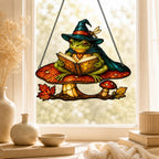 Witch Hat Frog on Mushroom Holographic Acrylic Suncatcher