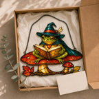 Witch Hat Frog on Mushroom Holographic Acrylic Suncatcher
