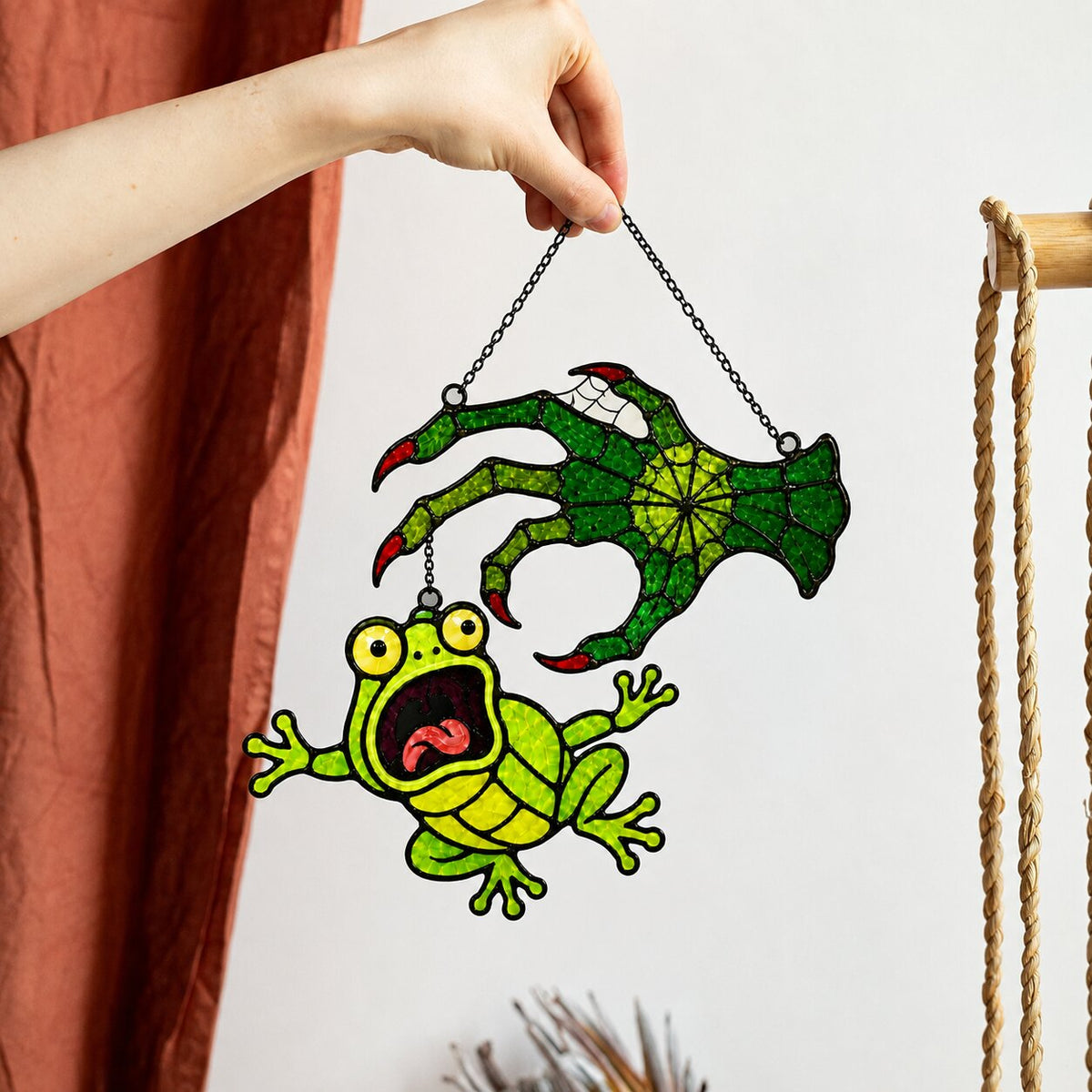 Witch Hand & Screaming Frog Holographic Acrylic Suncatcher