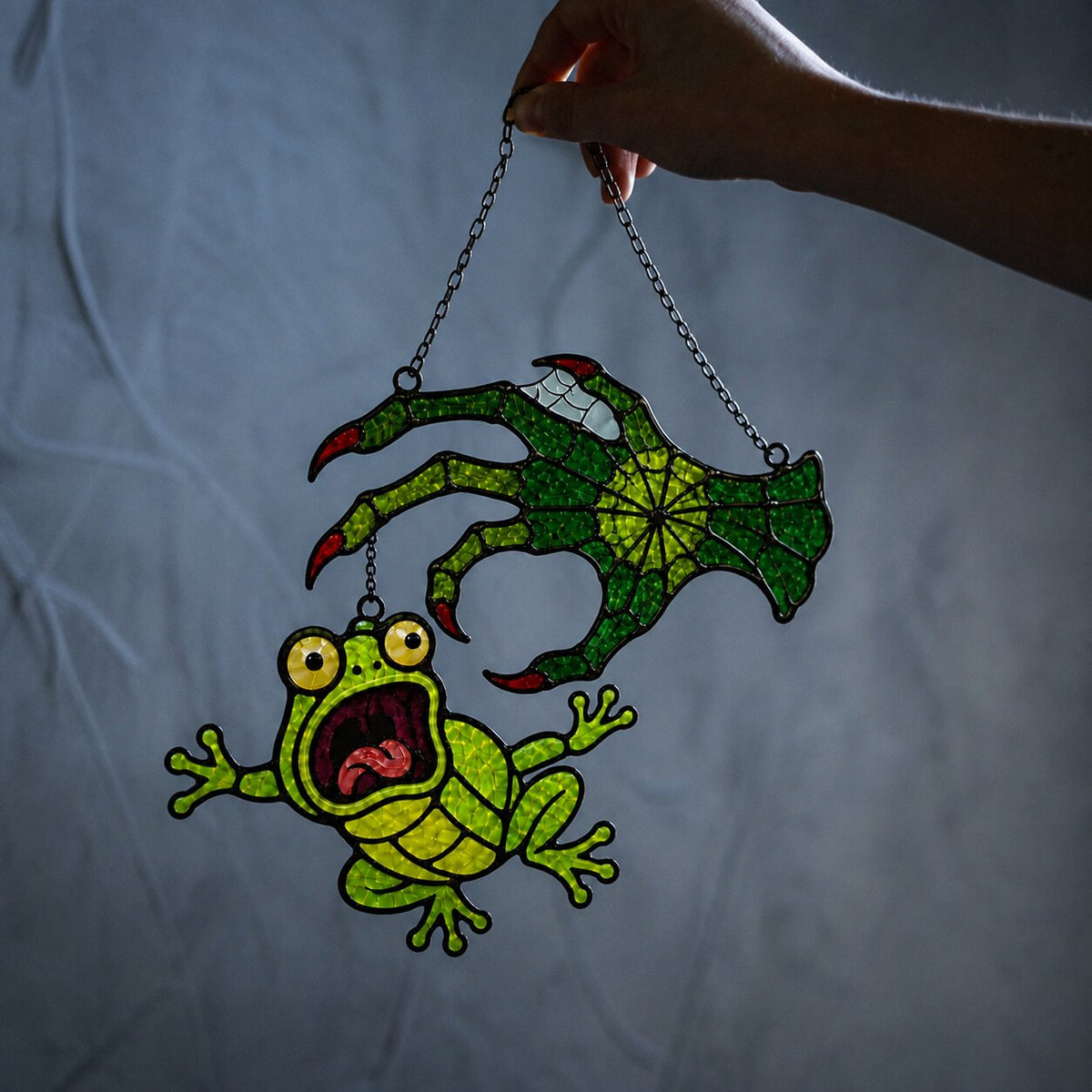 Witch Hand & Screaming Frog Holographic Acrylic Suncatcher