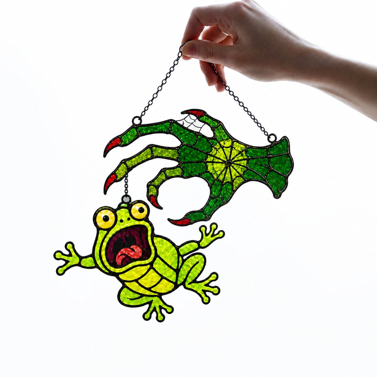 Witch Hand & Screaming Frog Holographic Acrylic Suncatcher
