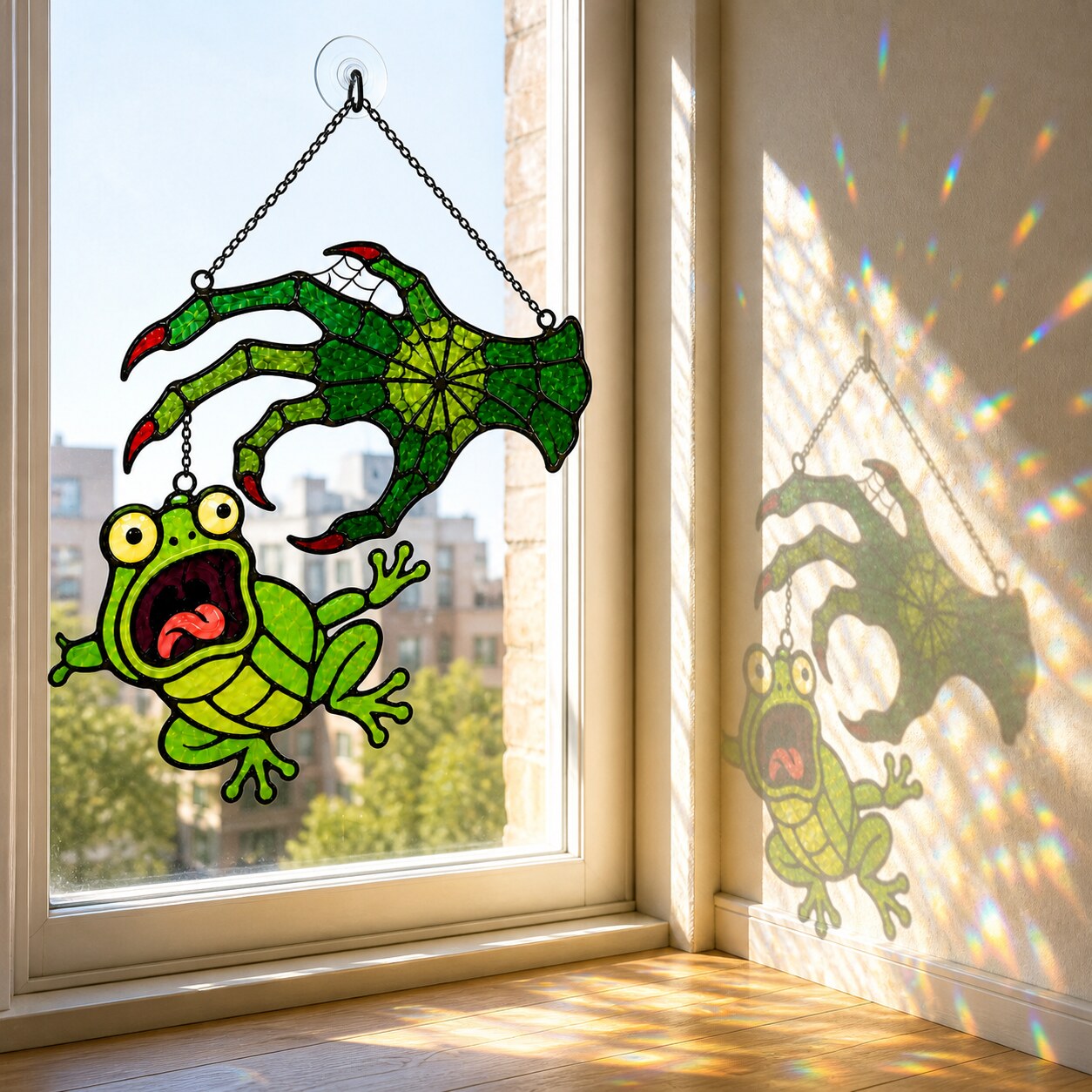 Witch Hand & Screaming Frog Holographic Acrylic Suncatcher
