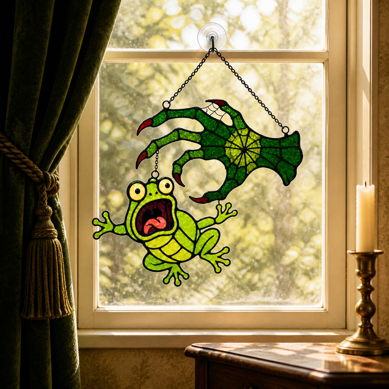 Witch Hand & Screaming Frog Holographic Acrylic Suncatcher
