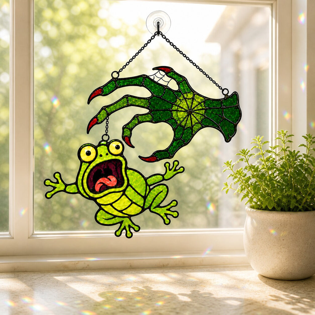 Witch Hand & Screaming Frog Holographic Acrylic Suncatcher