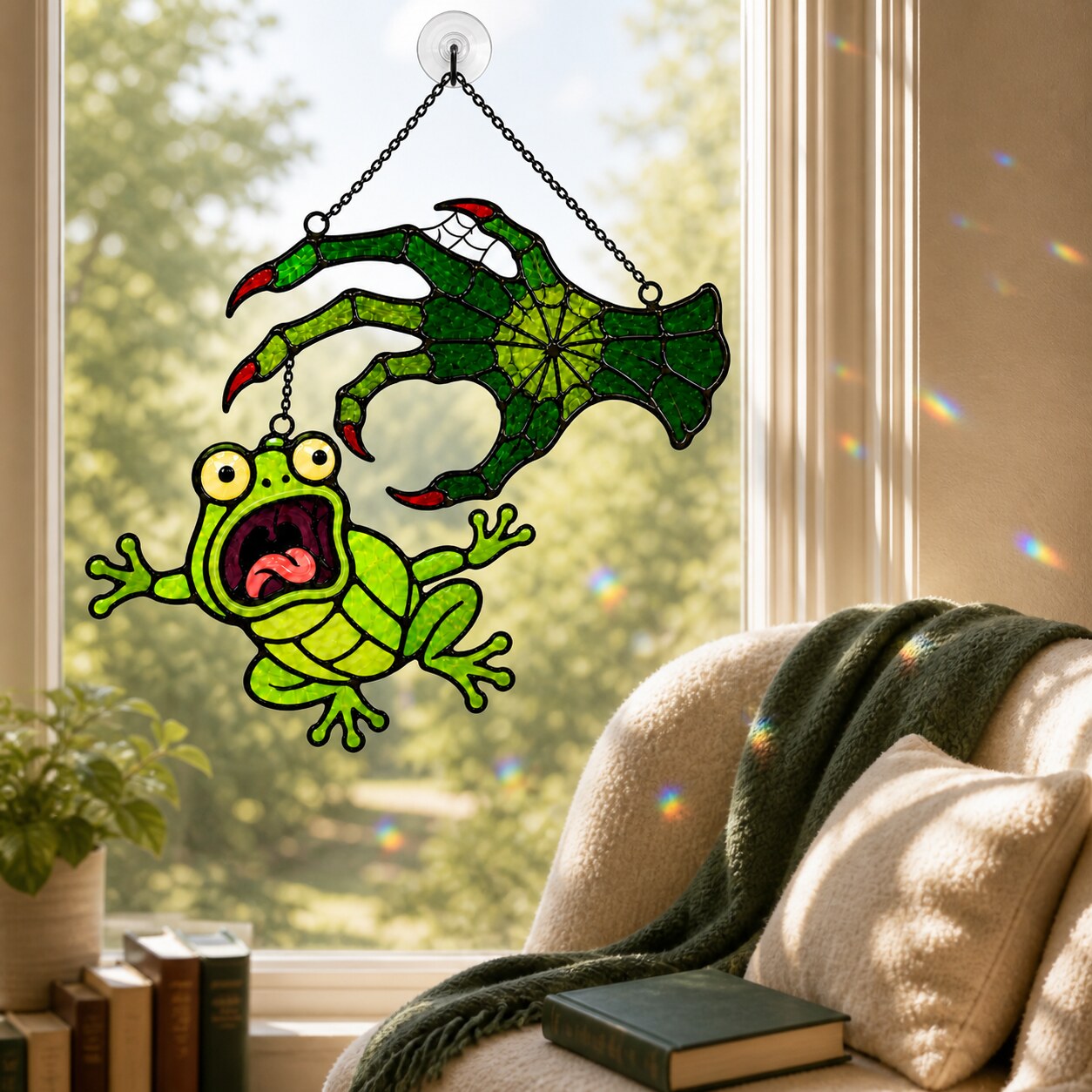 Witch Hand & Screaming Frog Holographic Acrylic Suncatcher