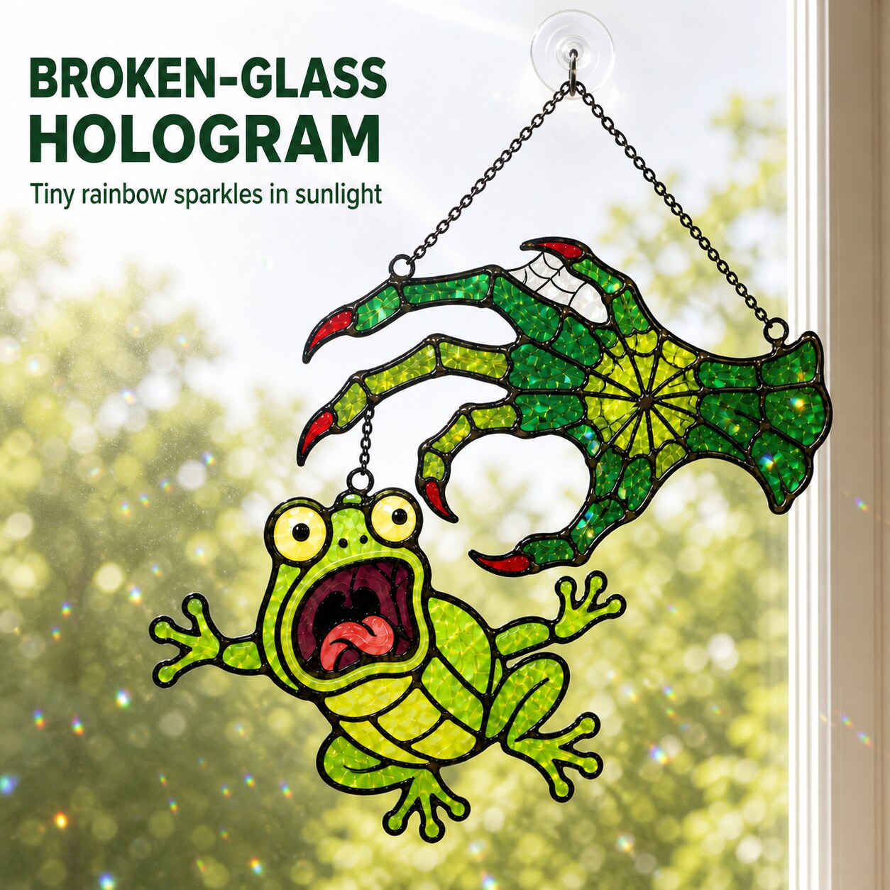 Witch Hand & Screaming Frog Holographic Acrylic Suncatcher