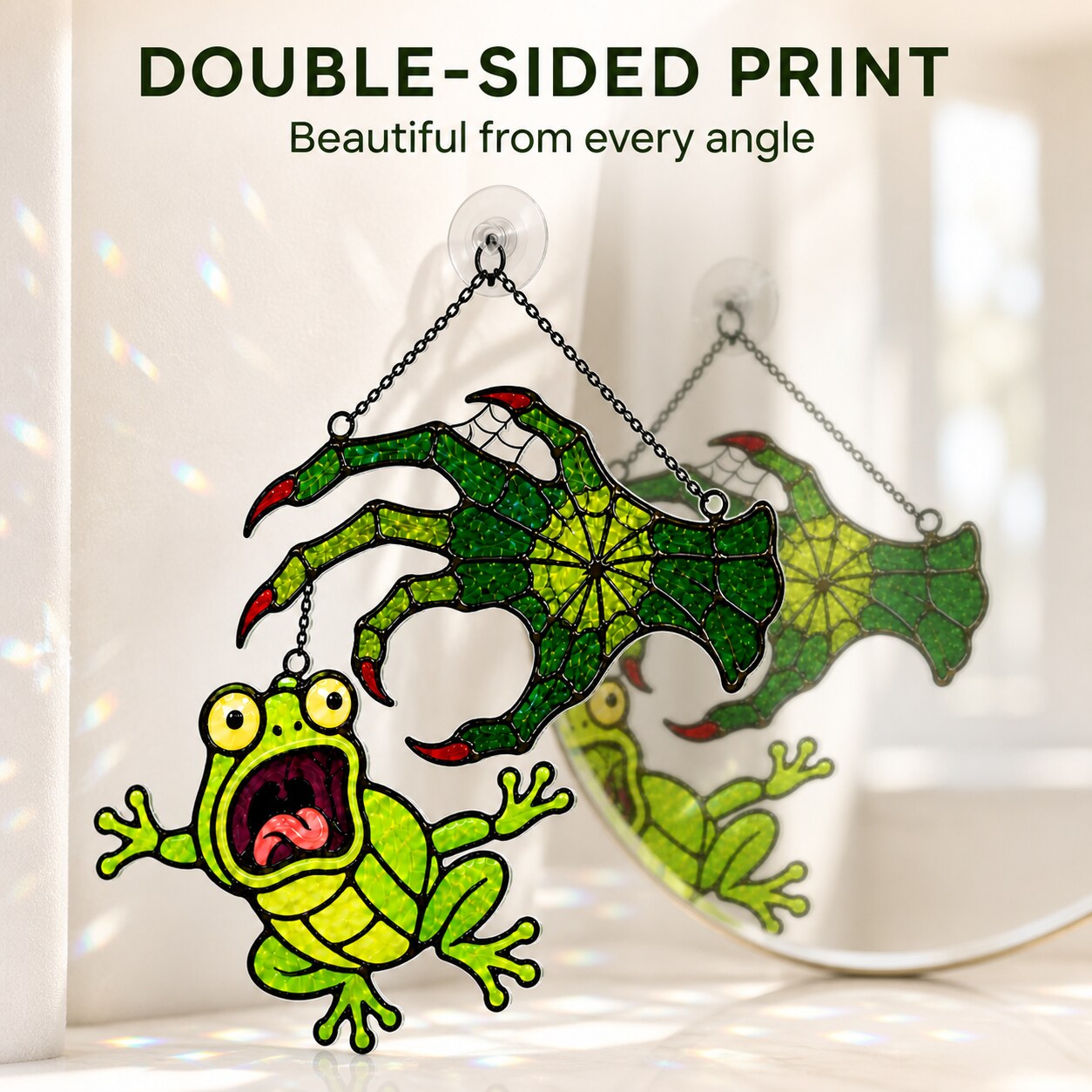 Witch Hand & Screaming Frog Holographic Acrylic Suncatcher