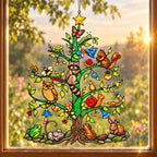 Woodland Animals Christmas Tree Holographic Acrylic Suncatcher