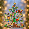 Woodland Animals Christmas Tree Holographic Acrylic Suncatcher