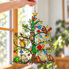 Woodland Animals Christmas Tree Holographic Acrylic Suncatcher