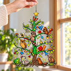 Woodland Animals Christmas Tree Holographic Acrylic Suncatcher