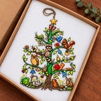 Woodland Animals Christmas Tree Holographic Acrylic Suncatcher