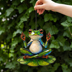 Zen Meditating Frog Holographic Acrylic Suncatcher