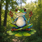 Zen Meditating Frog Holographic Acrylic Suncatcher