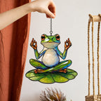 Zen Meditating Frog Holographic Acrylic Suncatcher