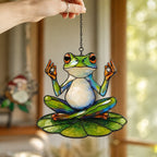 Zen Meditating Frog Holographic Acrylic Suncatcher