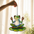 Zen Meditating Frog Holographic Acrylic Suncatcher