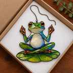 Zen Meditating Frog Holographic Acrylic Suncatcher